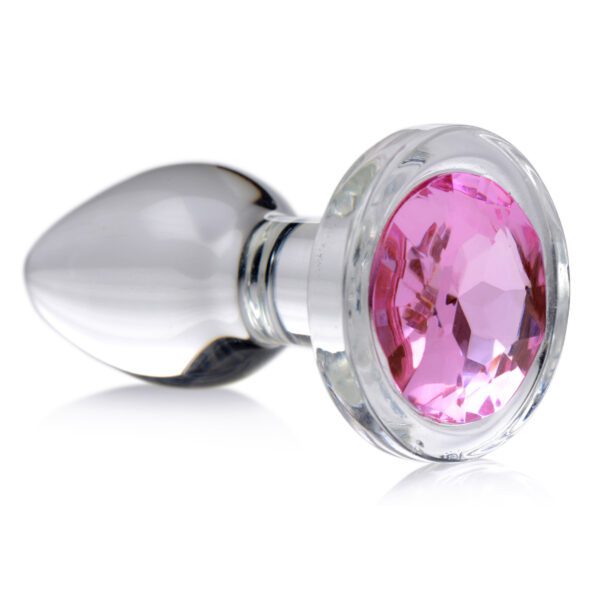 Pink Gem Glass Anal Plug - Small