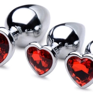 METAL BUTT PLUGS WITH RED HEARTS ON THE ENDS