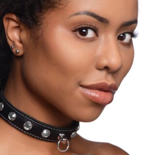 Bling Vixen Leather Choker with Rhinestones - Clear